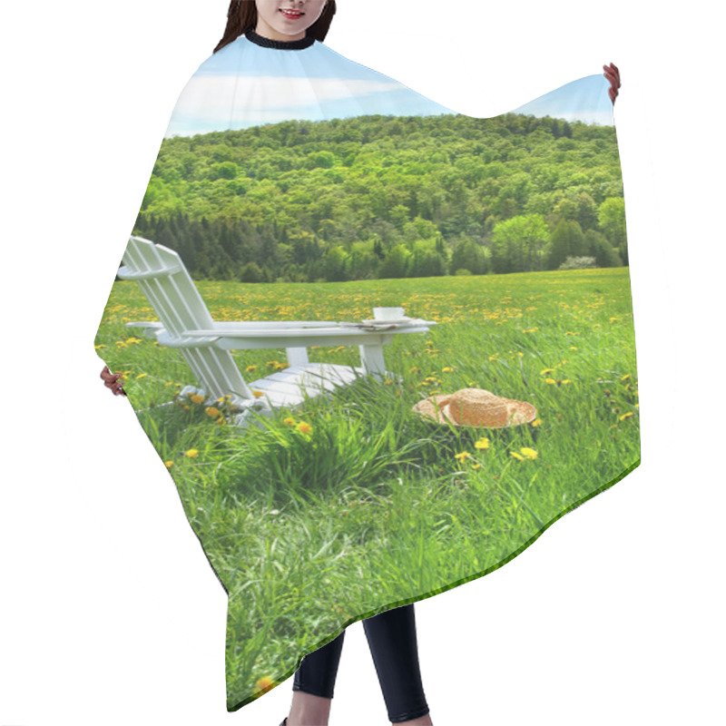 Personality  Relaxing On A Summer Chair In A Field Hair Cutting Cape