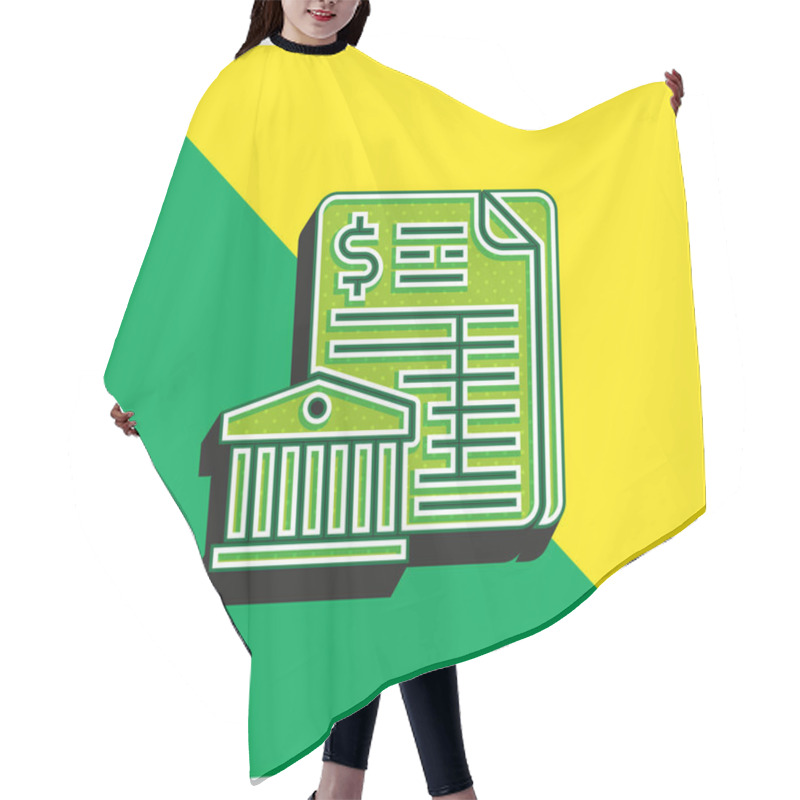 Personality  Bank Statement Green And Yellow Modern 3d Vector Icon Logo Hair Cutting Cape