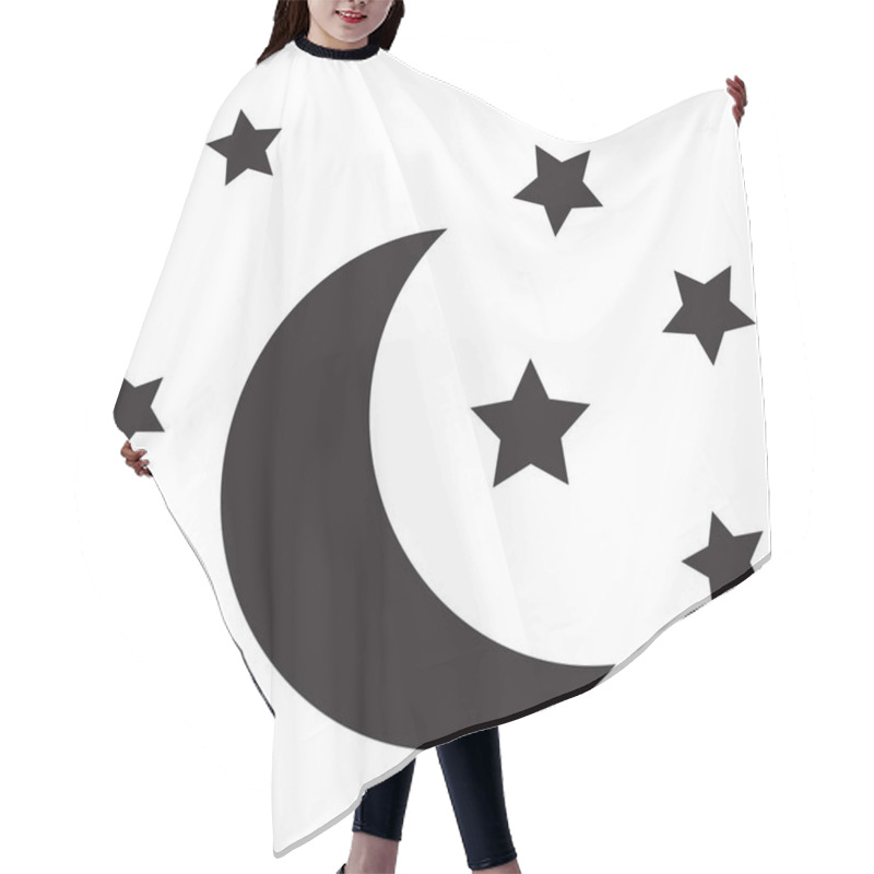 Personality  Moon And Stars Icon At Night . Sleep Dreams Symbol . Vector Illustration Hair Cutting Cape