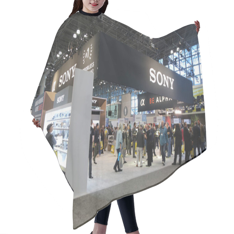 Personality  NEW YORK - OCTOBER 25, 2018: Sony Booth At PDN Photoplus Conference And Expo At Javits Center In New York Hair Cutting Cape