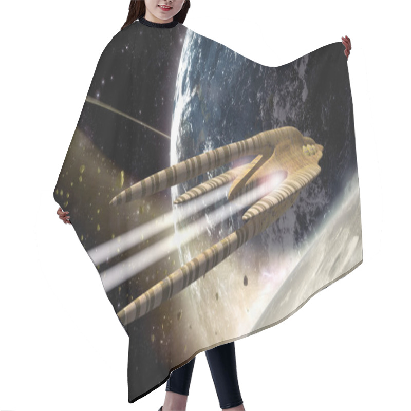 Personality  Spaceship And Alien Planet Hair Cutting Cape