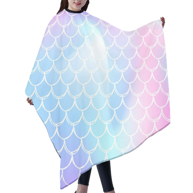 Personality  Mermaid Scales Background With Holographic Gradient. Hair Cutting Cape