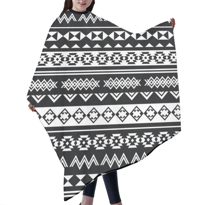 Personality  Aztec Tribal Seamless Black And White Pattern Hair Cutting Cape