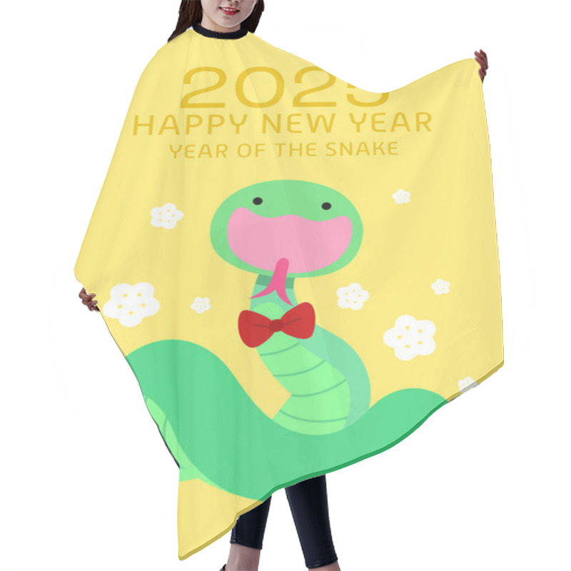 Personality  Funny Chinese New Year Of The Snake Card. Lunar New Year 2025 Greeting Card With Plum Blossoms Pattern. Hair Cutting Cape