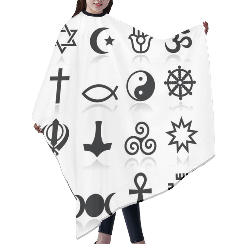 Personality  Religion Of The World Symbols - Vector Icons Set Hair Cutting Cape