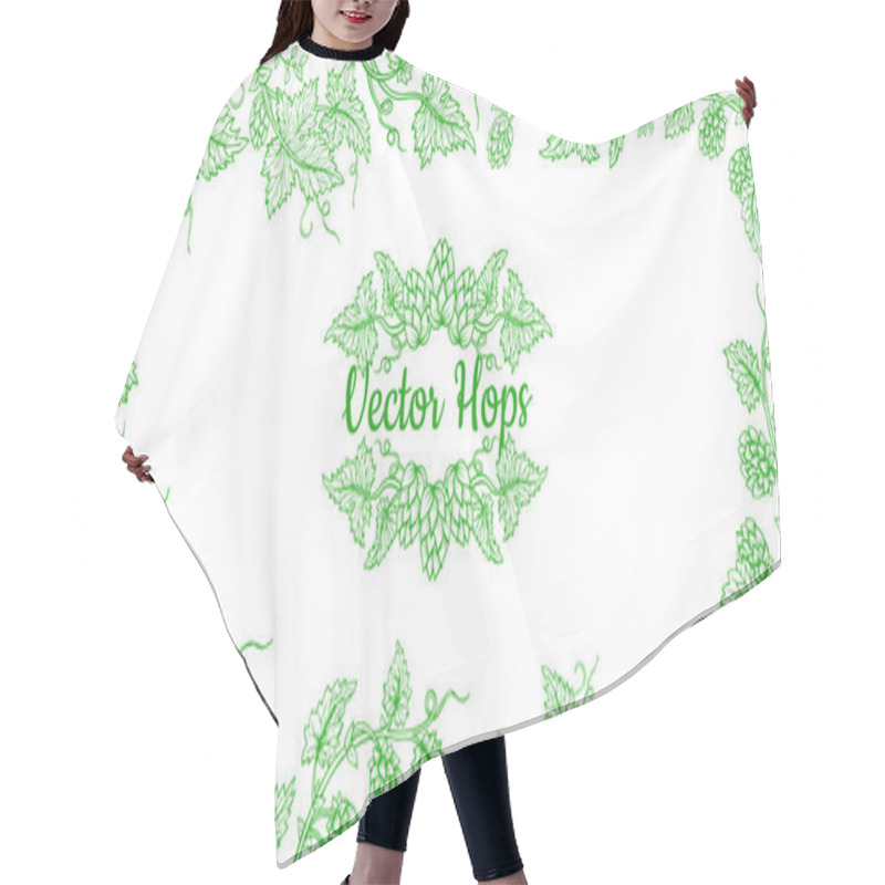 Personality  Hop Plant Branch Sketch Frame Card Template Design Hair Cutting Cape