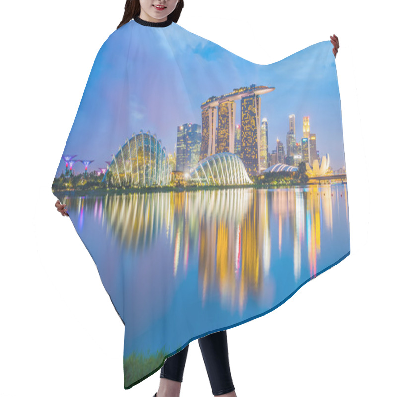 Personality  Singapore Skyline Cityscape At Night Hair Cutting Cape