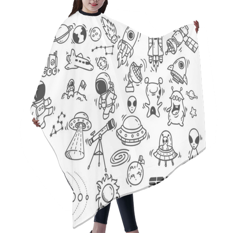 Personality  Space Themed Doodle Hair Cutting Cape