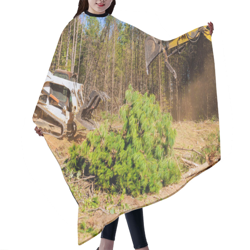 Personality  Trees Are Uprooted When Contractor Uses An Excavator To Prepare Land For Construction Hair Cutting Cape