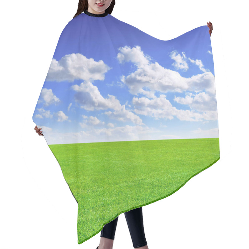 Personality  Green Meadow And Blue Sky With Fluffy Clouds Hair Cutting Cape