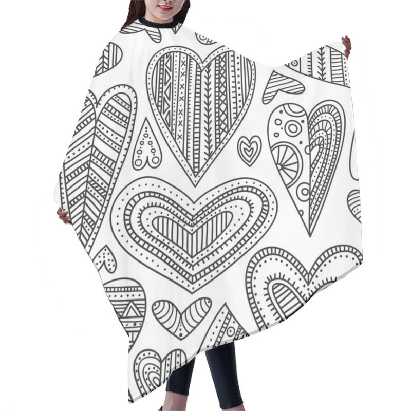 Personality  Ethnic Tribal Style Ornamental Hearts Vector Seamless Pattern Hair Cutting Cape