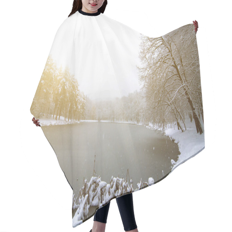 Personality  Winter Landscape With River Or Lake Hair Cutting Cape