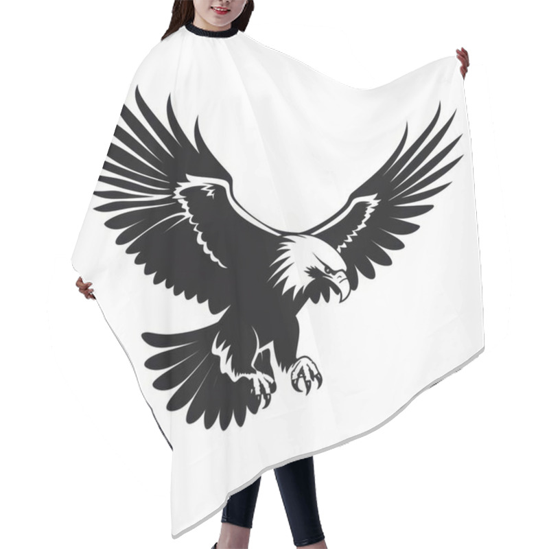 Personality  A Striking Black Silhouette Of An Eagle With Outstretched Wings, Symbolizing Freedom And Strength. Hair Cutting Cape