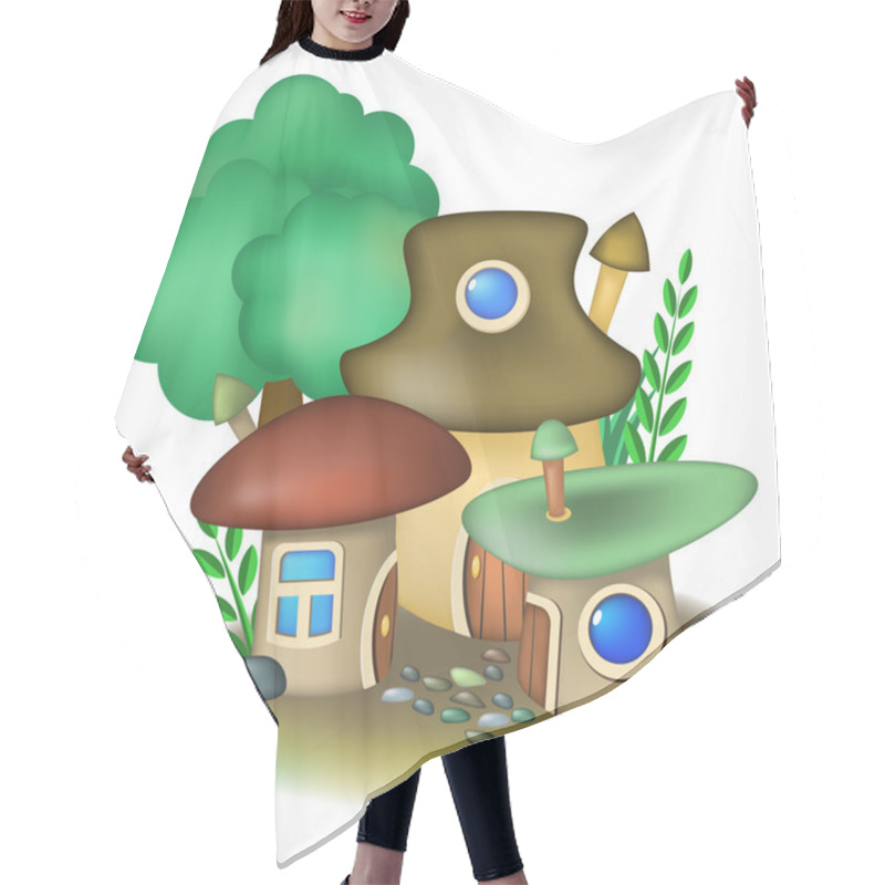 Personality  Three Mushroom Houses Hair Cutting Cape