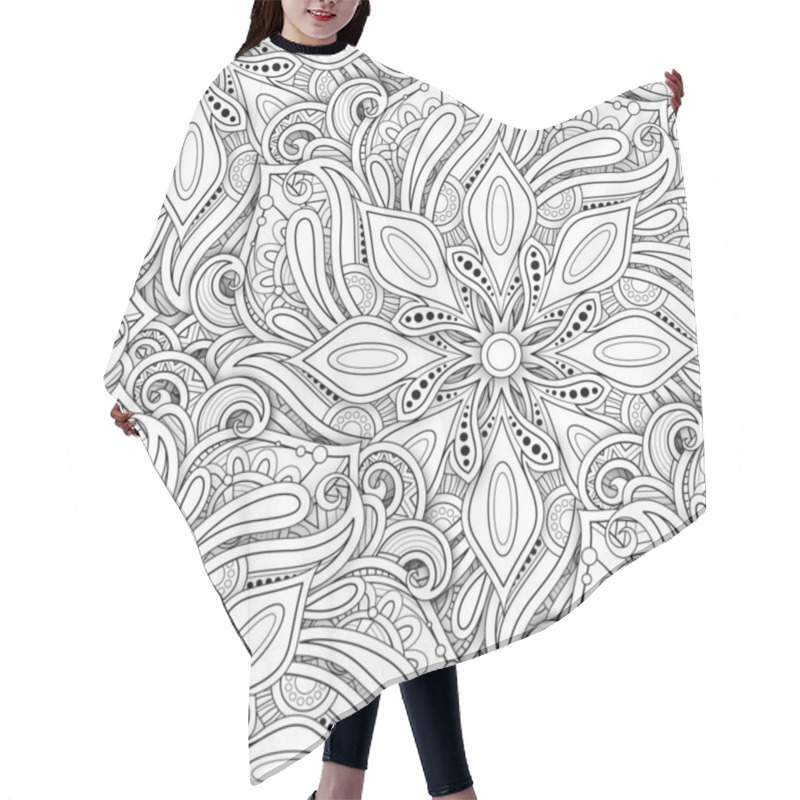 Personality  Monochrome Seamless Pattern With Mandala Motifs Hair Cutting Cape