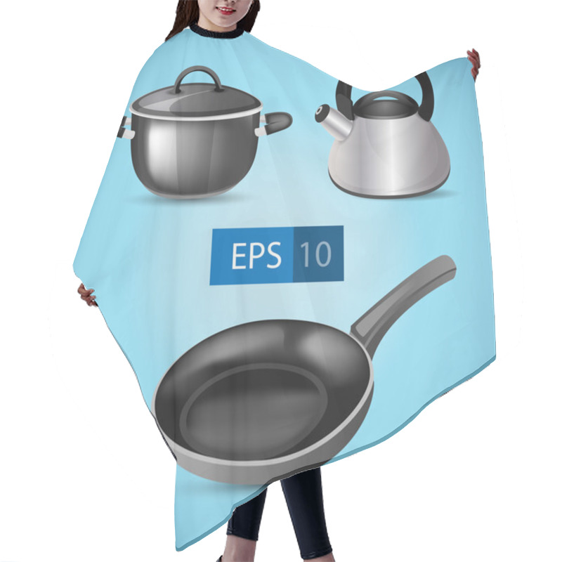 Personality  Pot, Kettle And Frying Pan Vector Hair Cutting Cape