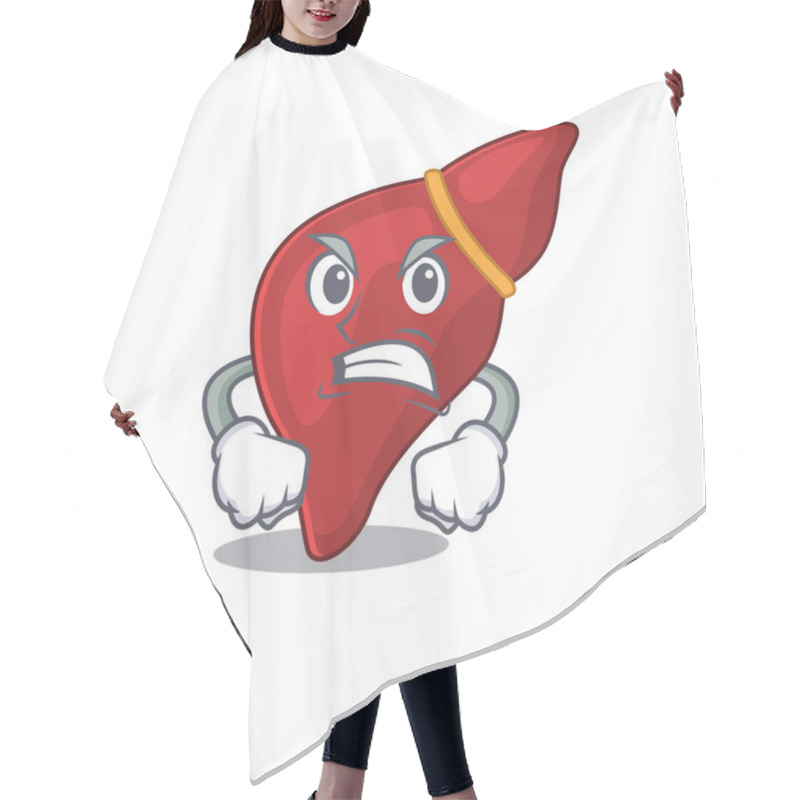 Personality  Mascot Design Concept Of Healthy Human Liver With Angry Face Hair Cutting Cape