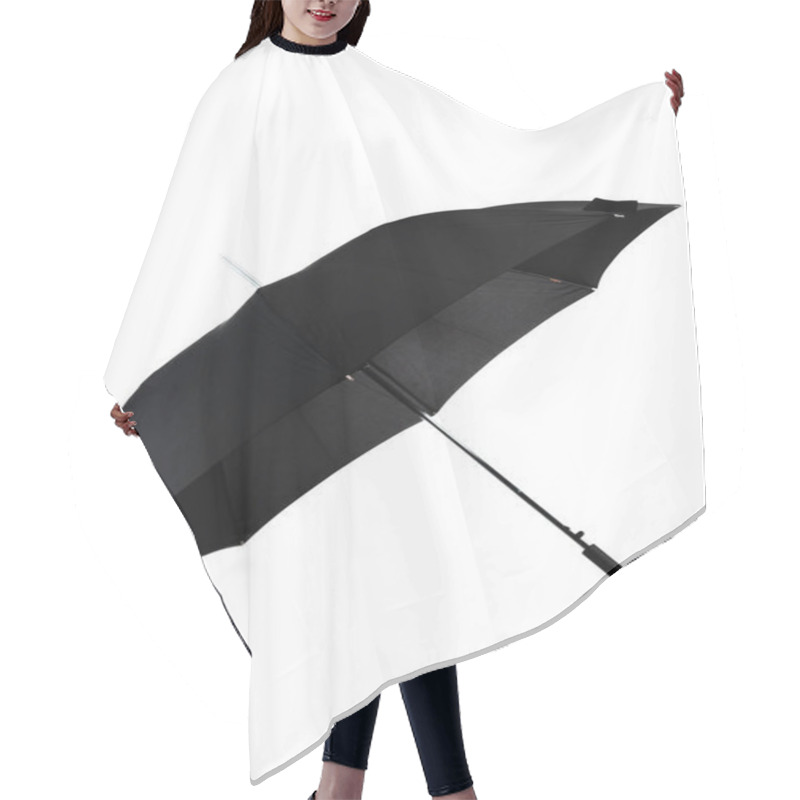 Personality  Open Big Black Umbrella With Plastic Handle On White Hair Cutting Cape