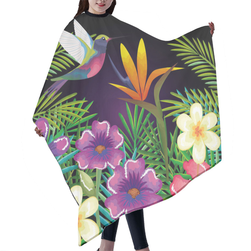 Personality  Tropical And Exotic Garden With Hummingbird Hair Cutting Cape