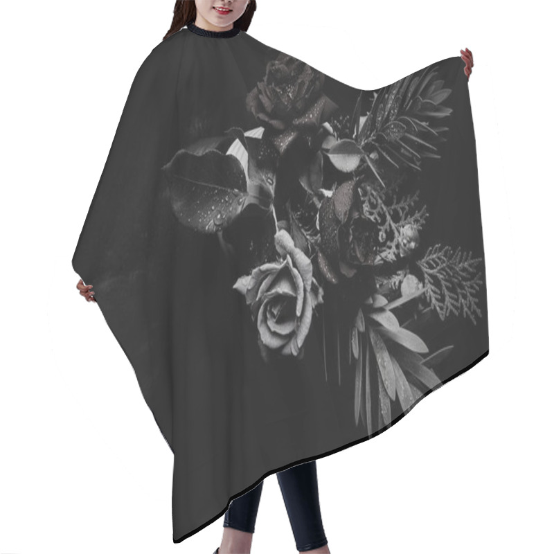 Personality  Black And White Bouquet Studio Backdrop Shot Hair Cutting Cape