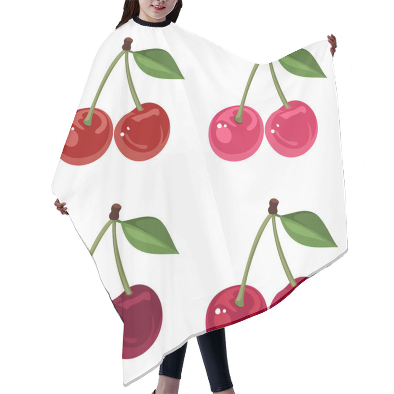 Personality  Set Of Four Bunches Of Cherries. Vector Illustration. Hair Cutting Cape