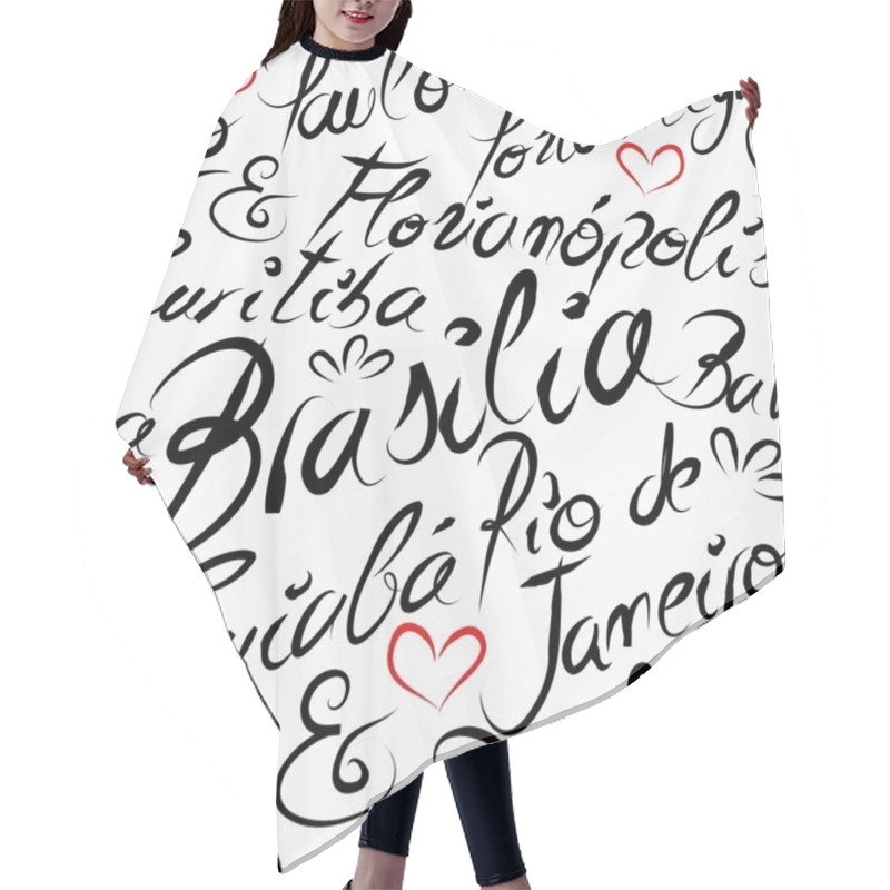 Personality  Travel Brazil Destination Words Seamless Pattern Hair Cutting Cape