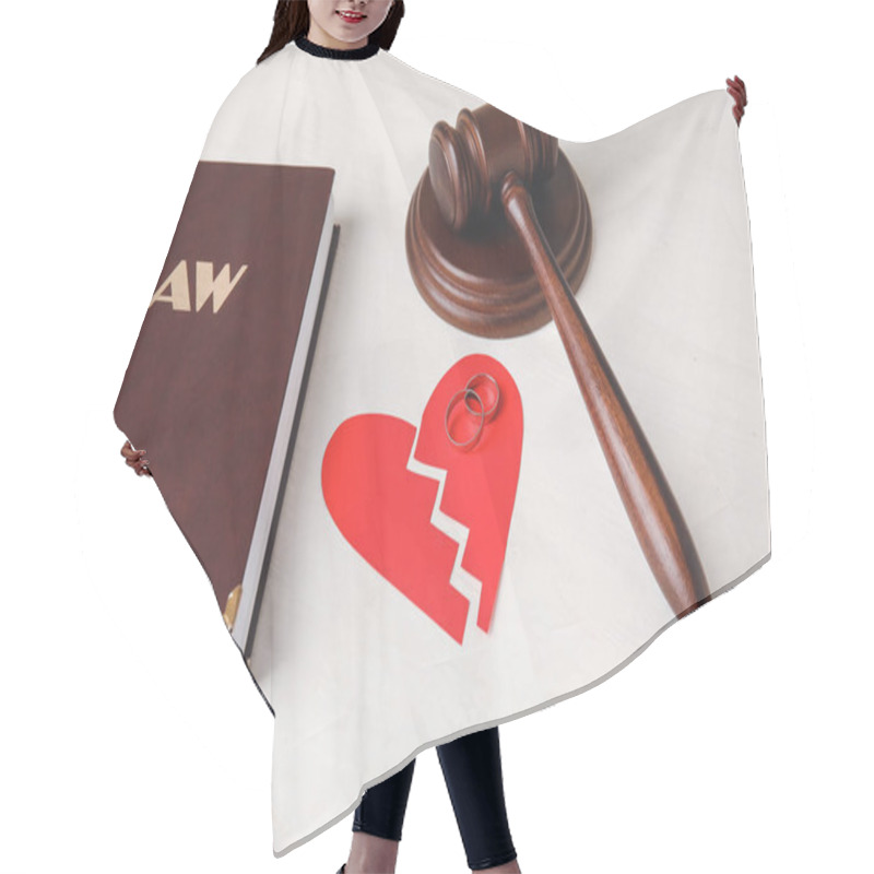 Personality  Judge's Gavel With Law Book And Broken Heart On Light Background Hair Cutting Cape