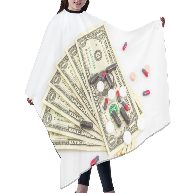 Personality  Dollars And Pills. Hair Cutting Cape