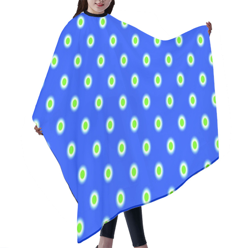 Personality  Blue Background With Green Polka Dots. Chess Pattern Of Green Circles With White Edging On A Blue Background. Hair Cutting Cape