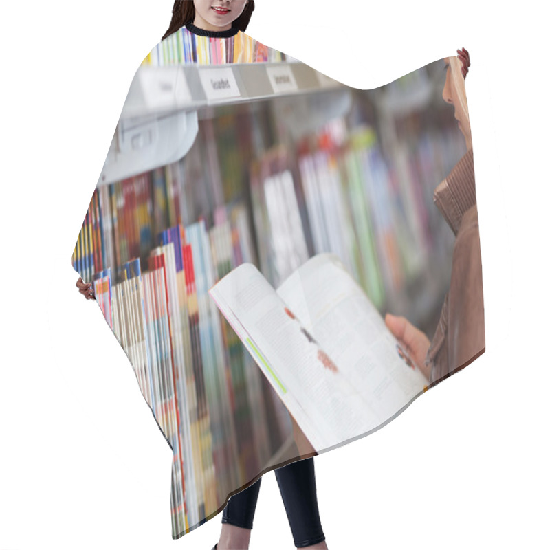 Personality  Woman Reading A Magazine Hair Cutting Cape