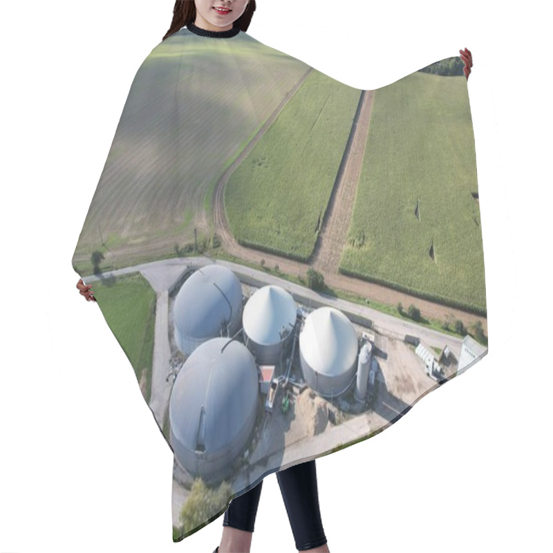 Personality  Biogas Production, Biogas Plants, Bioenergy,aerial Panorama Landscape View Of Bio Gas Production Facility And Powerplant, European Energy Crisis,green Renewable Energy Production Hair Cutting Cape