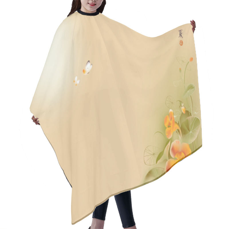 Personality  Japanese Lotus Flower And Butterfly Hair Cutting Cape