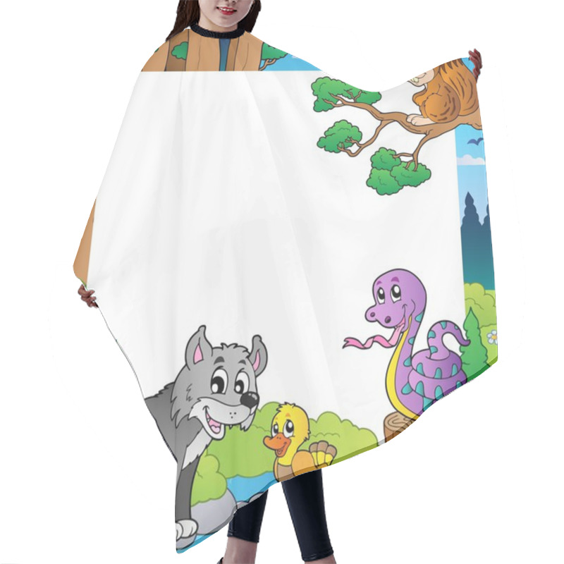 Personality  Frame With Forest Theme 3 Hair Cutting Cape