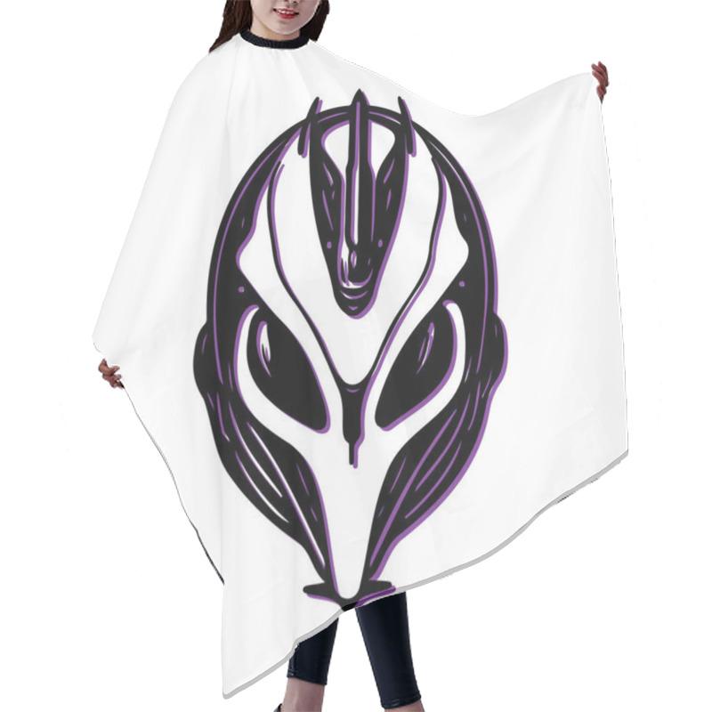 Personality  Alien Head Mascot Logo Design. Concept Of Futuristic, Science Fiction, And Gaming. Hair Cutting Cape