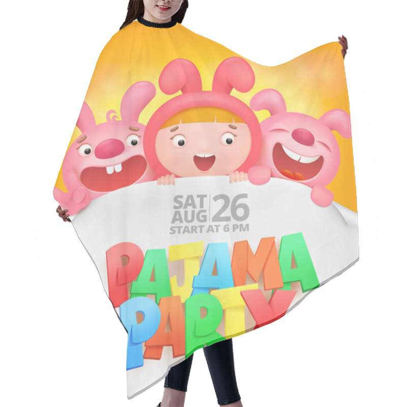 Personality  Pajama Party Invitation Card With Cartoon Emoji Characters Hair Cutting Cape