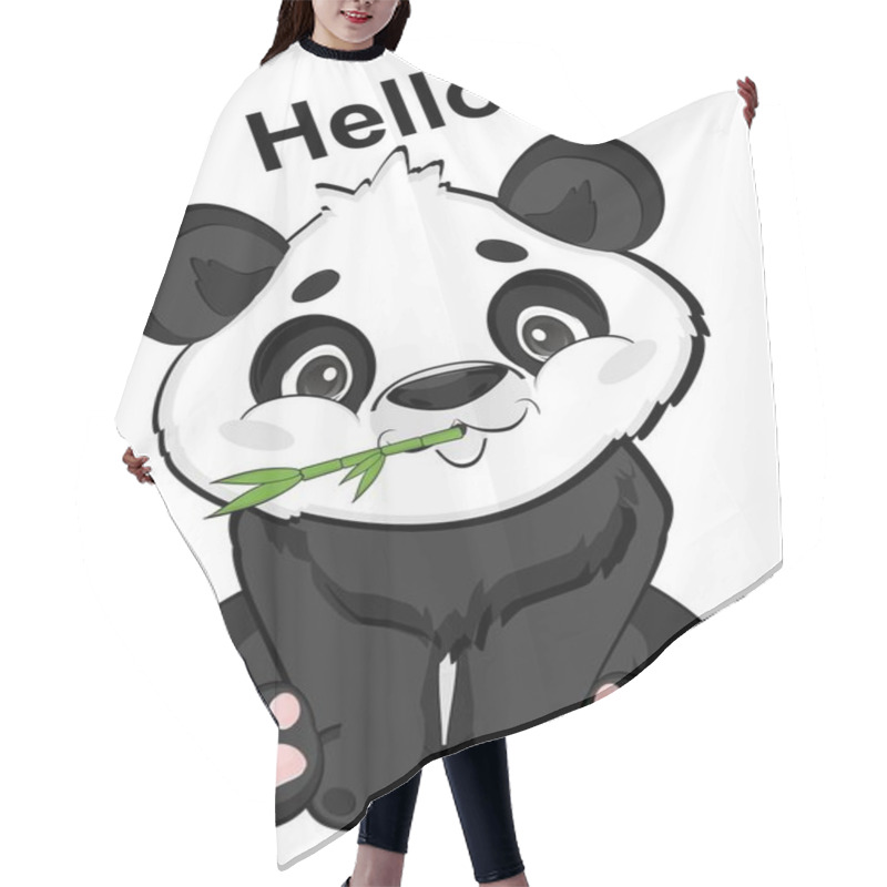 Personality  Panda Eat Bamboo And Say Hello Hair Cutting Cape