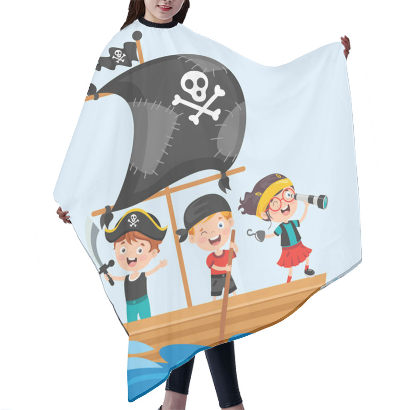 Personality  Cute Little Pirate Children Posing Hair Cutting Cape