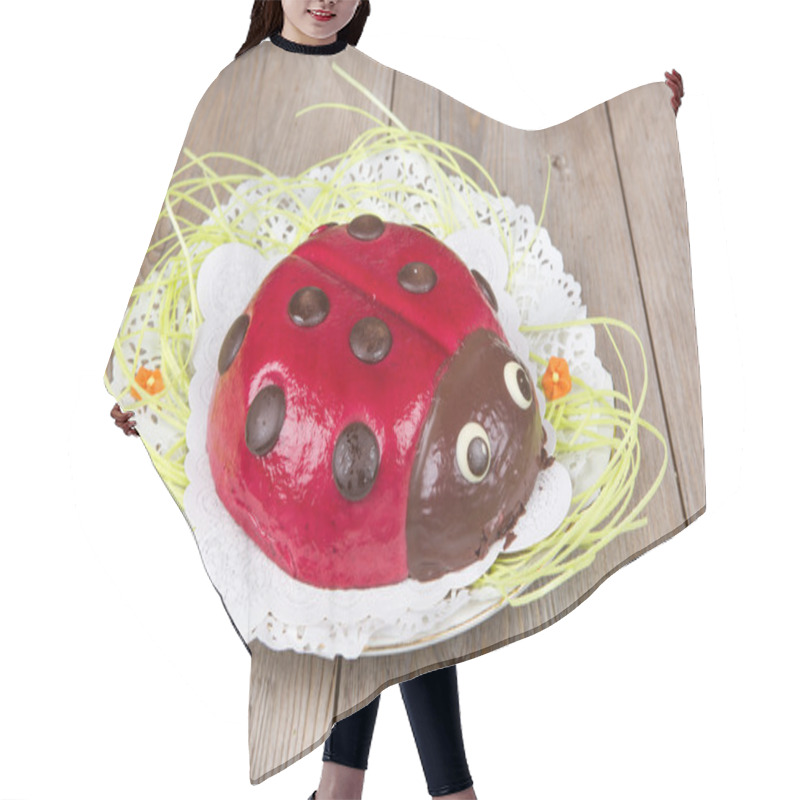 Personality  Ladybird Cake On Wooden Background For Easter Or Birthday Hair Cutting Cape