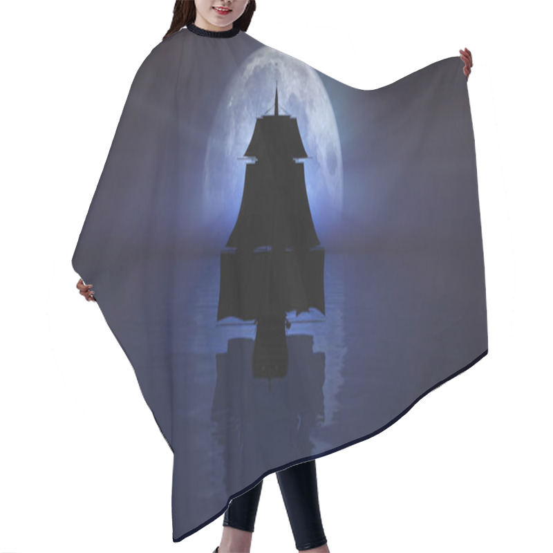 Personality  Old Ship At Night Full Moon Hair Cutting Cape