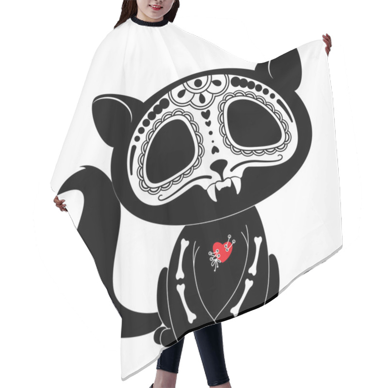 Personality  Day Of The Dead (Dia De Los Muertos) Style Kitty Hair Cutting Cape