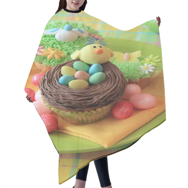 Personality  Easter Cupcake With Easter Eggs Hair Cutting Cape