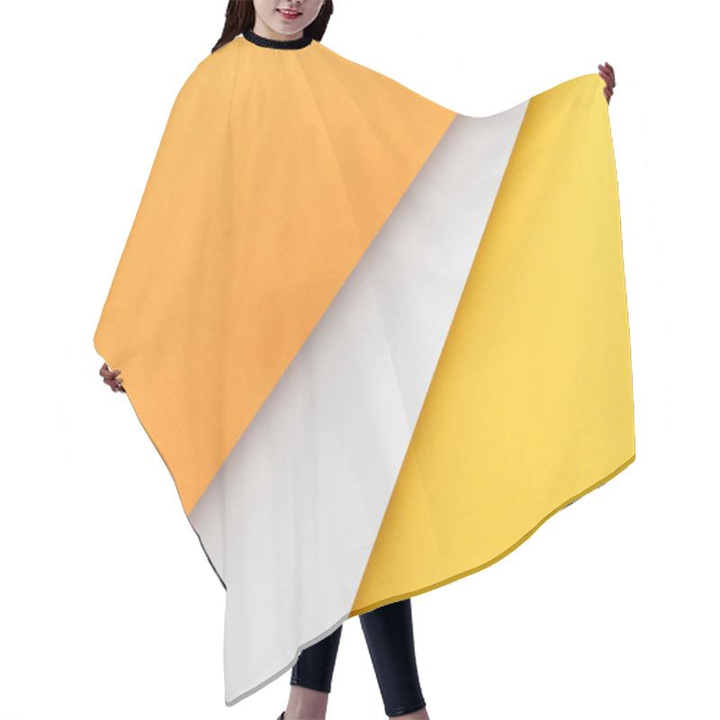 Personality  Top View Of Yellow, Orange And White Background Hair Cutting Cape