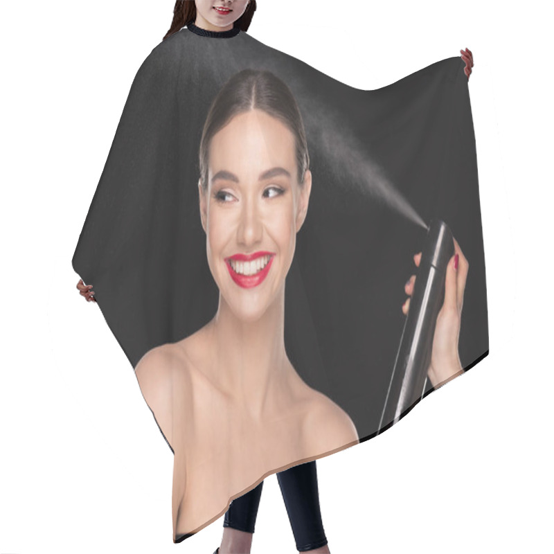 Personality  Pretty Woman With Hairspray Hair Cutting Cape