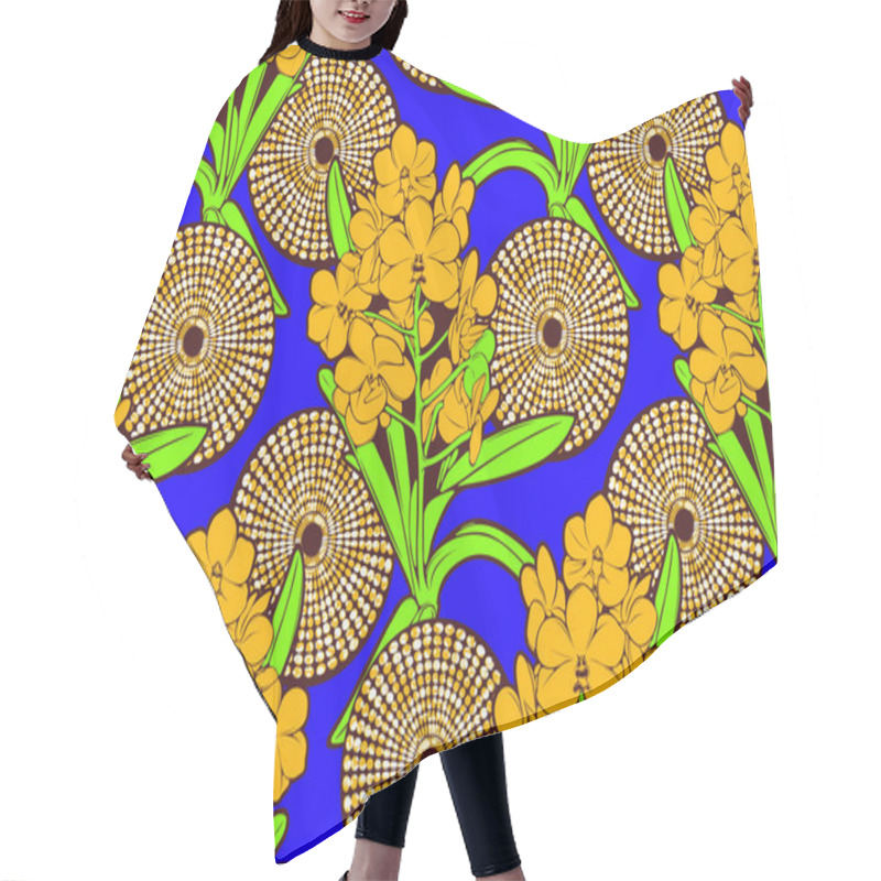 Personality  African Fashion Seamless Pattern Ornament In Vibrant Colours, Picture Art And Abstract Background For Fabric Print, Scarf, Shawl, Carpet, Kerchief, Handkerchief, Vector Illustration. Hair Cutting Cape