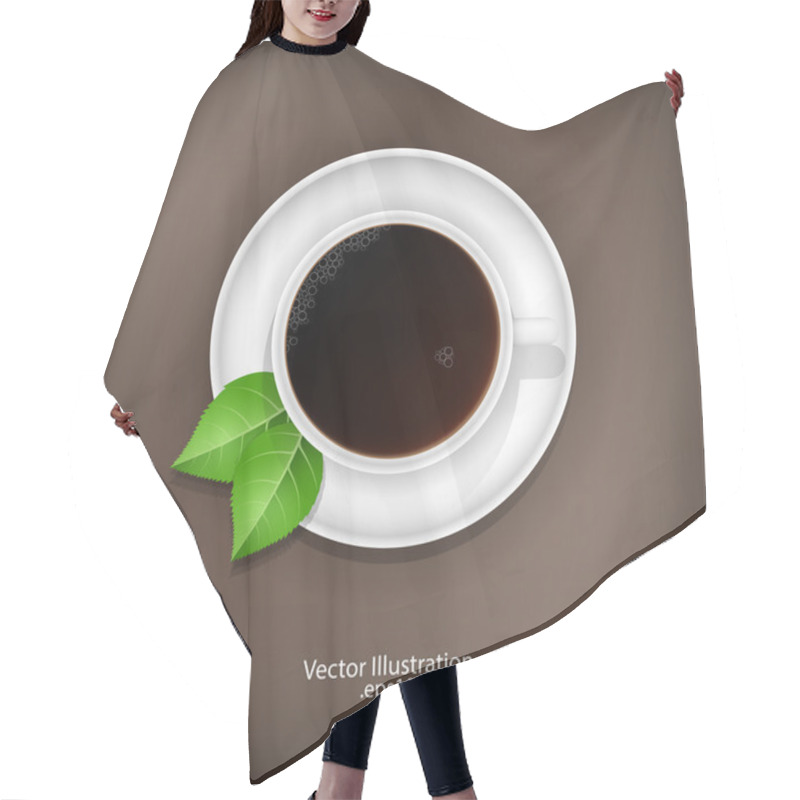 Personality  Cup Of Tea With Leaves. Vector Illustration. Hair Cutting Cape