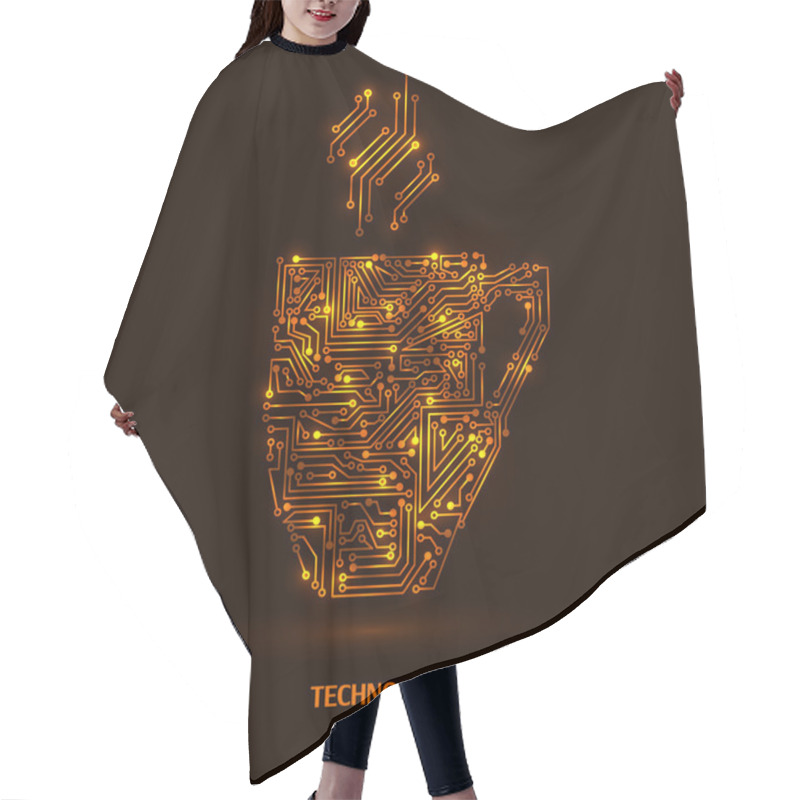 Personality  Techno Cup Shining Gold Hair Cutting Cape