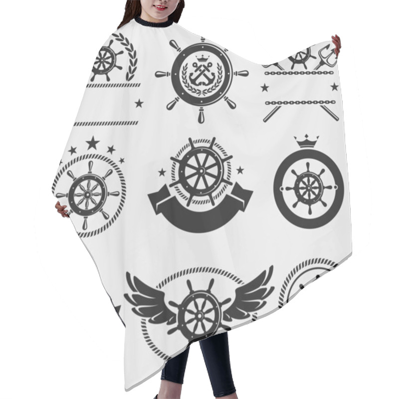 Personality  Ship Steering Wheel Set. Hair Cutting Cape