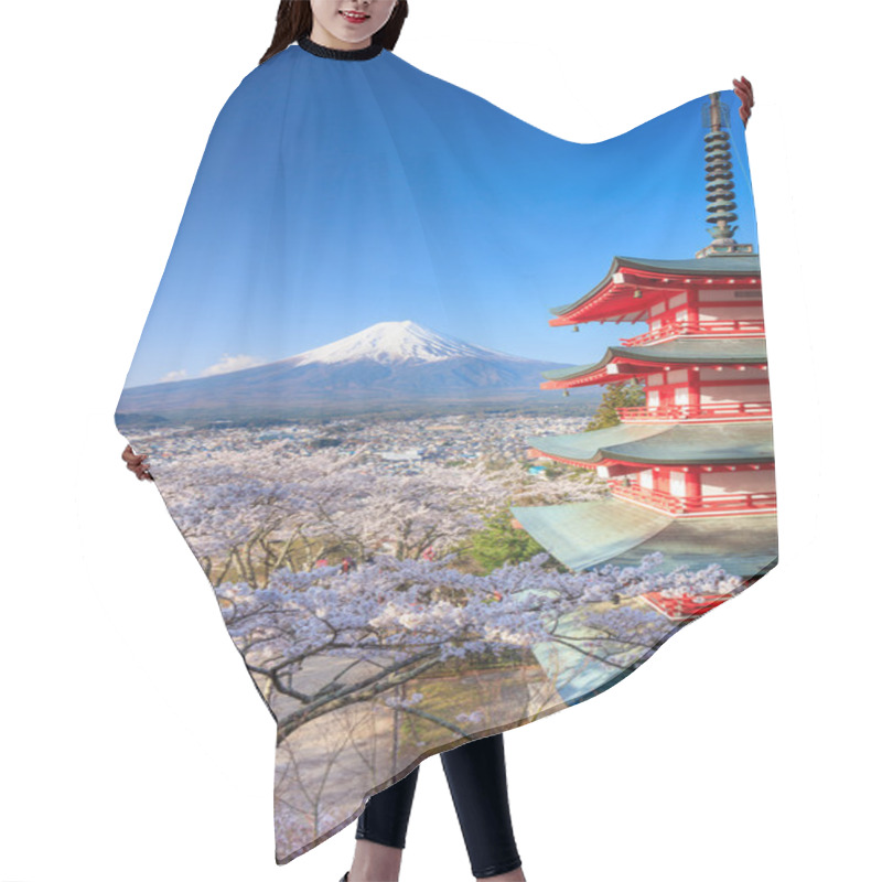 Personality  Mt. Fuji With Chureito Pagoda, Fujiyoshida, Japan  Hair Cutting Cape