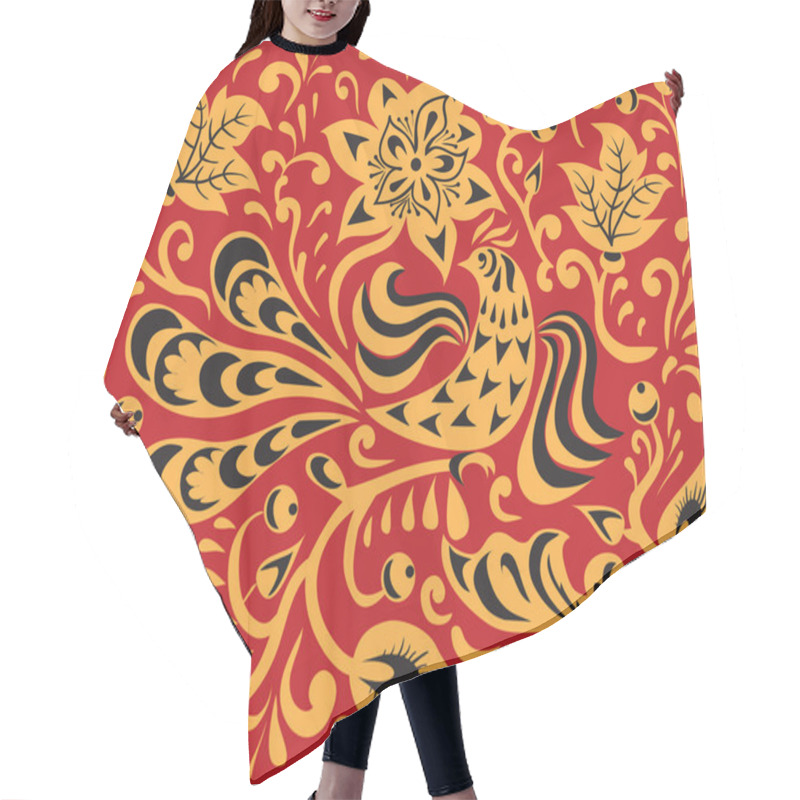 Personality  Floral Pattern With Fire Bird Hair Cutting Cape