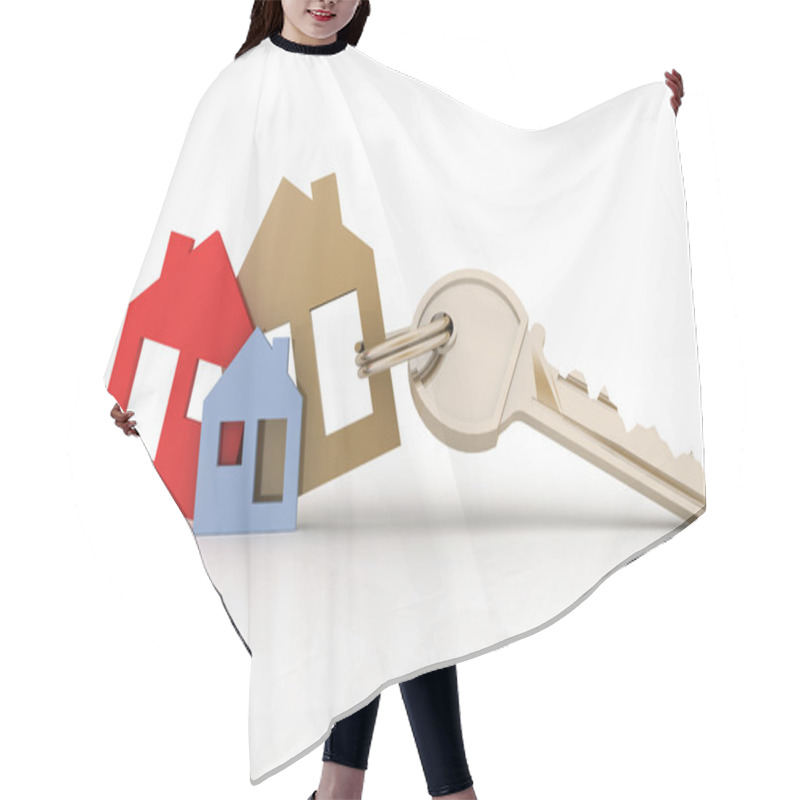 Personality  3d Model House Symbol Set And Key Hair Cutting Cape